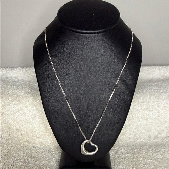 Tiffany & Co. Elsa Peretti Open Heart Pendant Necklace – Sterling Silver 16” [